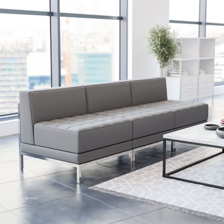 Flash Furniture 3 Piece Gray LeatherSoft Modular Lounge Set ZB-IMAG-MIDCH-3-GY-GG